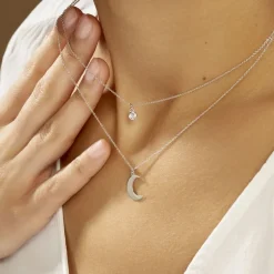 Collier Astre Argent Blanc Oxyde De Zirconium