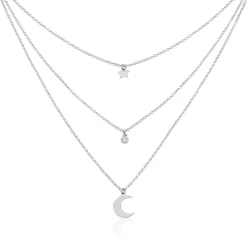 Collier Astre Argent Blanc Oxyde De Zirconium