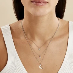 Collier Astre Argent Blanc Oxyde De Zirconium