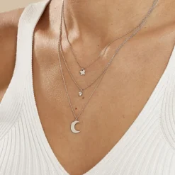 Collier Astre Argent Blanc Oxyde De Zirconium