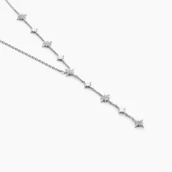 Collier Astre Precieux Argent Blanc Oxydes De Zirconium