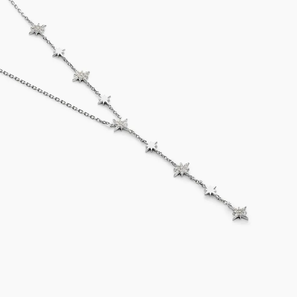 Collier Astre Precieux Argent Blanc Oxydes De Zirconium