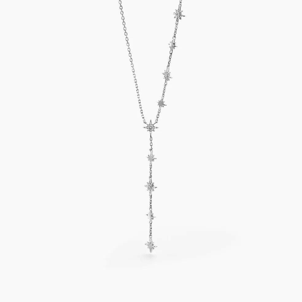 Collier Astre Precieux Argent Blanc Oxydes De Zirconium