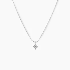 Collier Astre Precieux Argent Blanc Oxyde De Zirconium