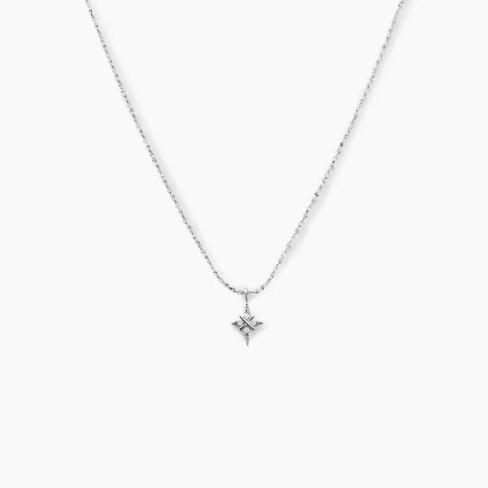 Collier Astre Precieux Argent Blanc Oxyde De Zirconium