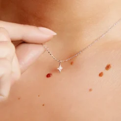 Collier Astre Precieux Argent Blanc Oxyde De Zirconium