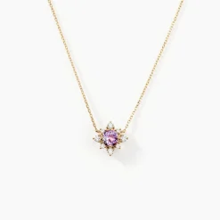 Collier Astrithr Or Jaune Améthyste Oxyde De Zirconium