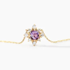 Collier Astrithr Or Jaune Améthyste Oxyde De Zirconium