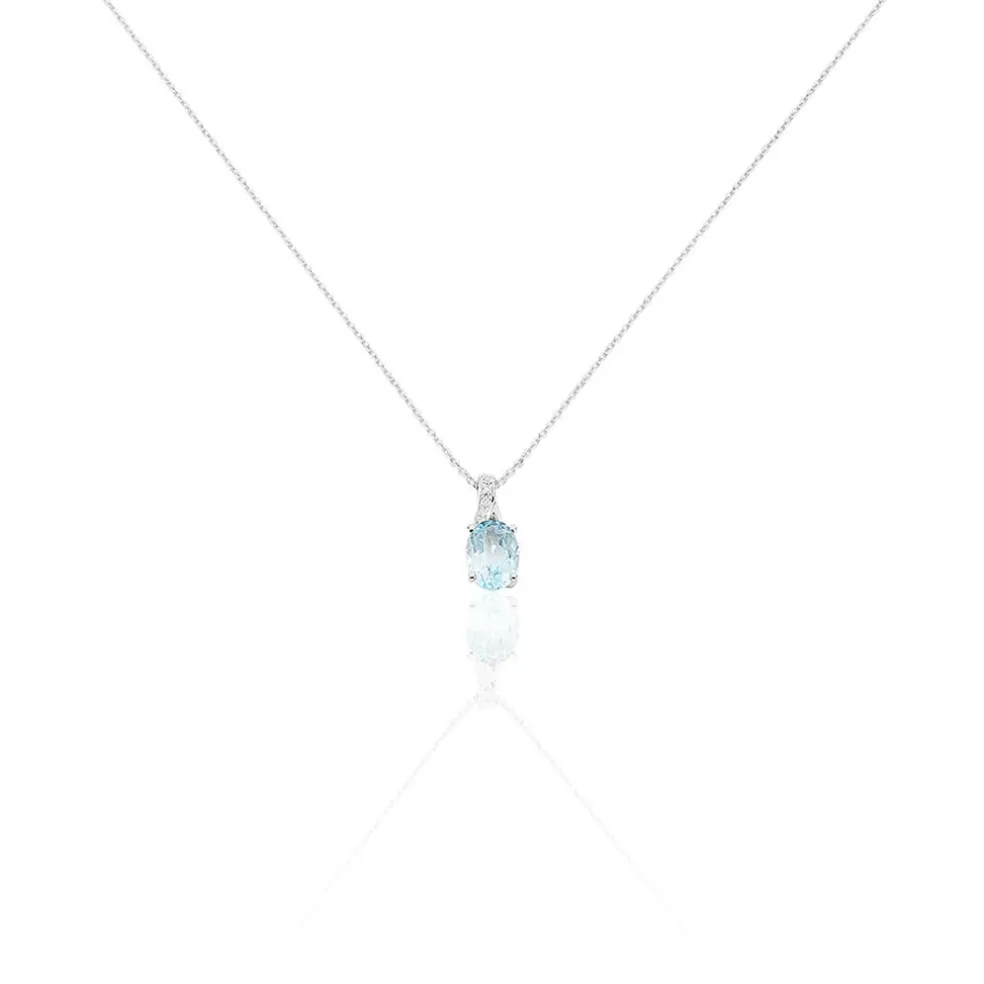Collier Audea Or Blanc Topaze Et Oxyde De Zirconium