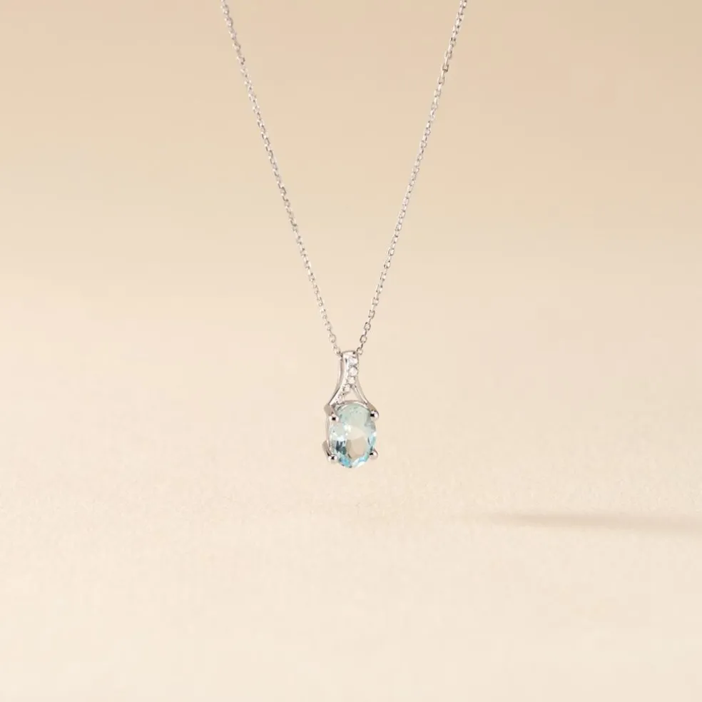 Collier Audea Or Blanc Topaze Et Oxyde De Zirconium