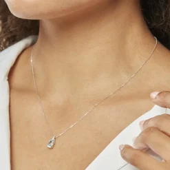 Collier Audea Or Blanc Topaze Et Oxyde De Zirconium