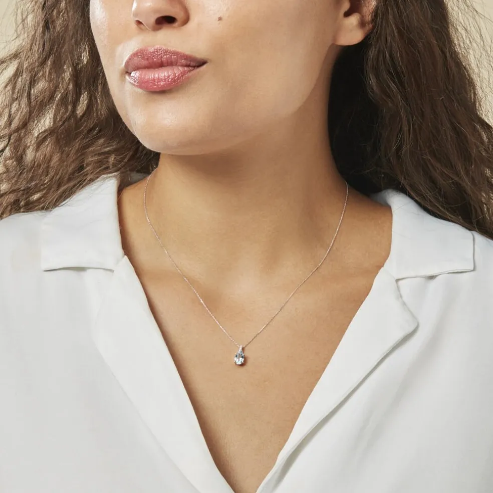 Collier Audea Or Blanc Topaze Et Oxyde De Zirconium