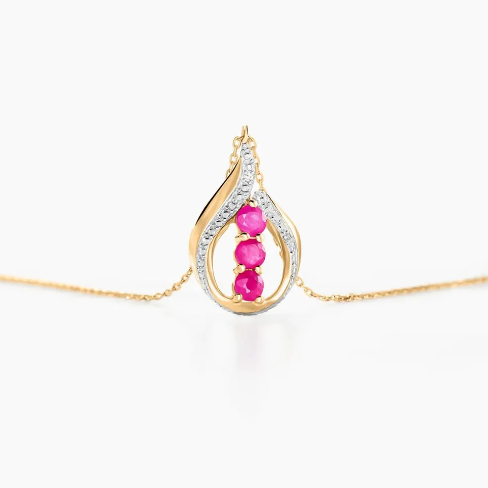 Collier Aurora Or Jaune Rubis Et Diamant