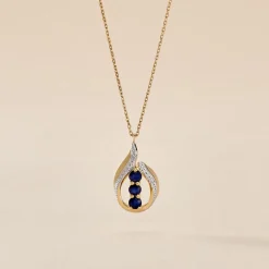 Collier Aurora Or Jaune Saphir Et Diamant