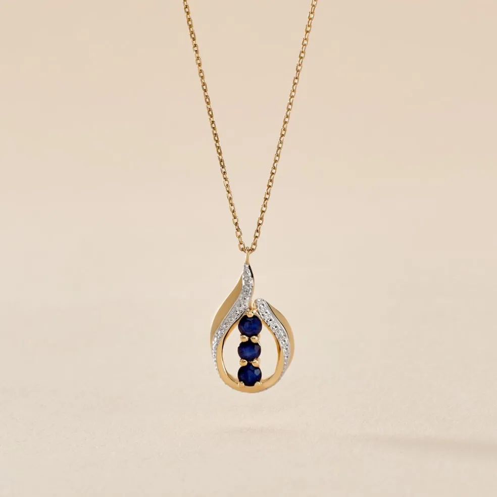 Collier Aurora Or Jaune Saphir Et Diamant