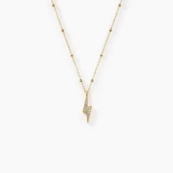 Collier Aurore Acier Doré éclair Cristal