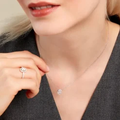 Collier Baroque Party Argent Blanc Oxyde De Zirconium