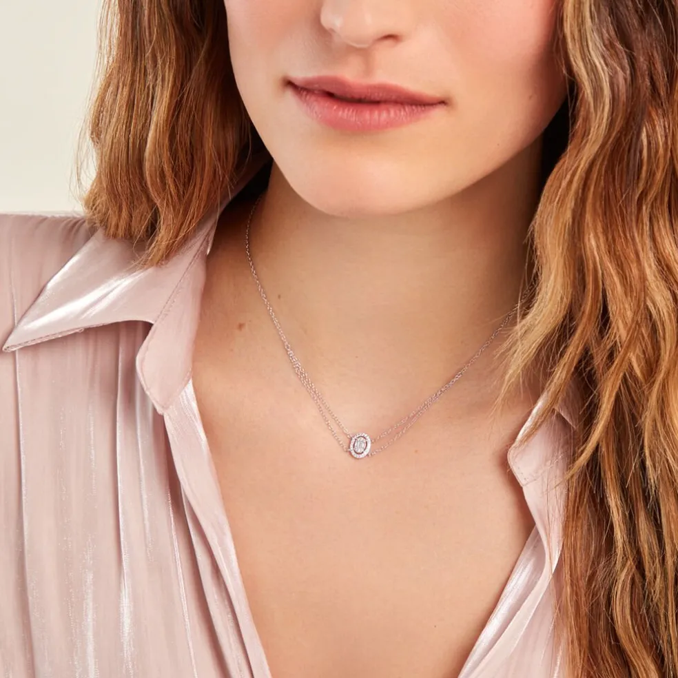 Collier Baroque Party Argent Blanc Oxyde De Zirconium