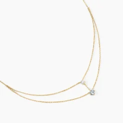 Collier Beauté Bleutée Or Jaune Topaze Oxyde De Zirconium