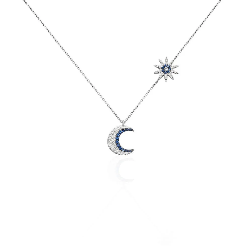 Collier Bekhta Or Blanc Oxyde De Zirconium