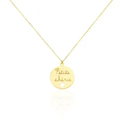 Collier Benedicte Message Or Jaune