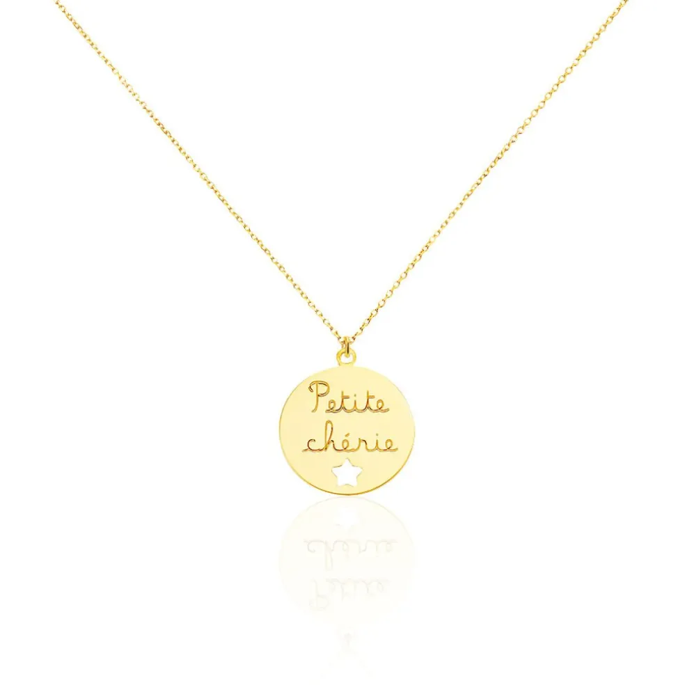 Collier Benedicte Message Or Jaune