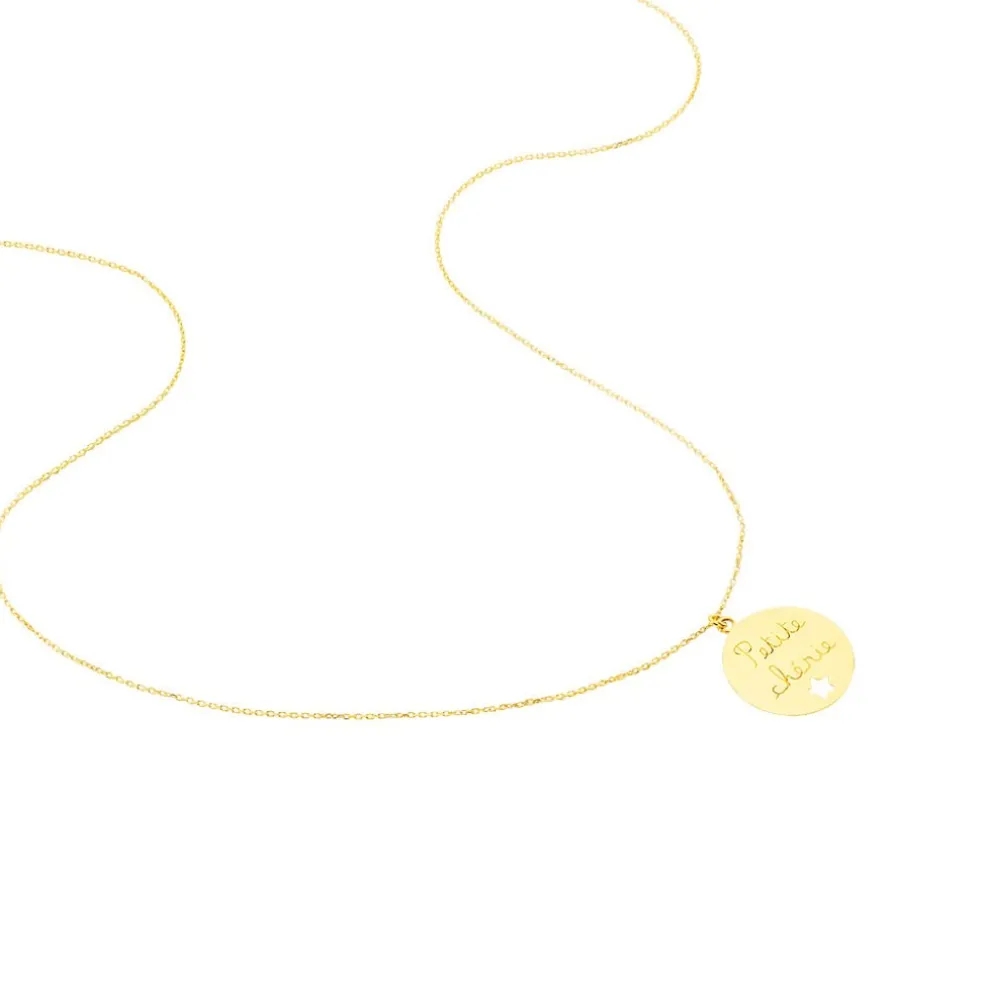 Collier Benedicte Message Or Jaune