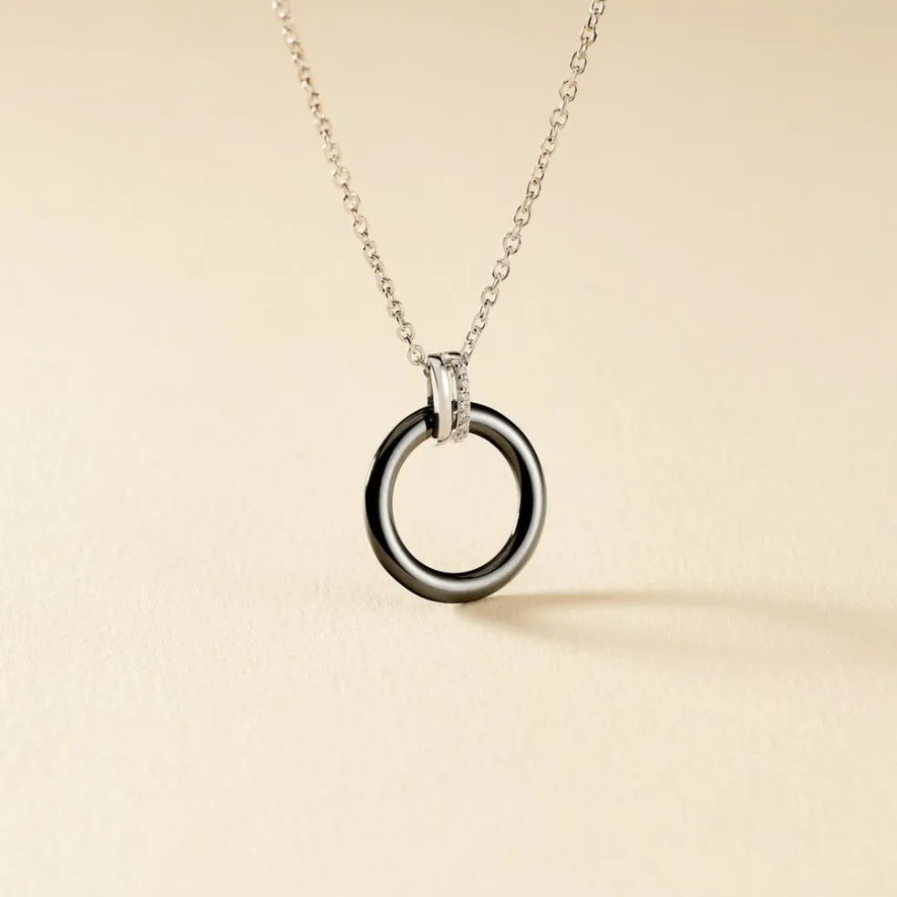 Collier Bertillianne Argent Blanc Céramique Et Oxyde De Zirconium