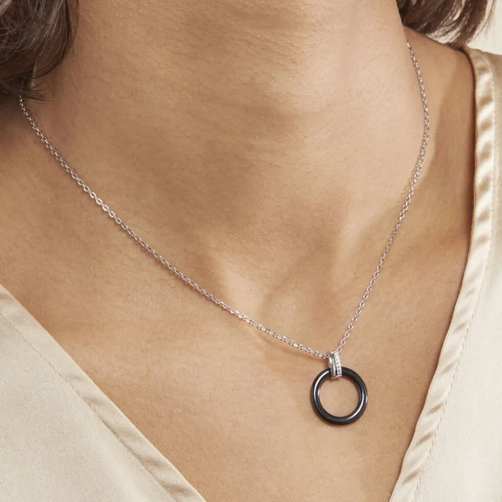 Collier Bertillianne Argent Blanc Céramique Et Oxyde De Zirconium