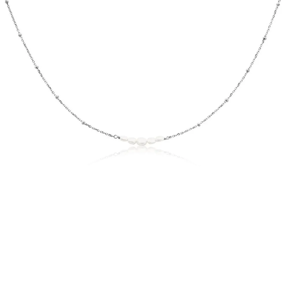 Collier Blaine Argent Blanc Perle De Culture