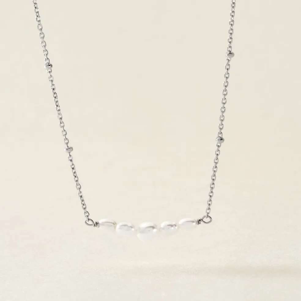 Collier Blaine Argent Blanc Perle De Culture