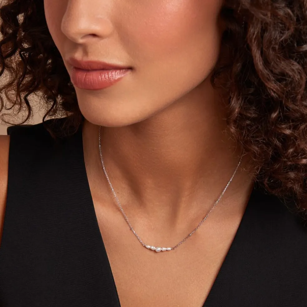 Collier Blaine Argent Blanc Perle De Culture