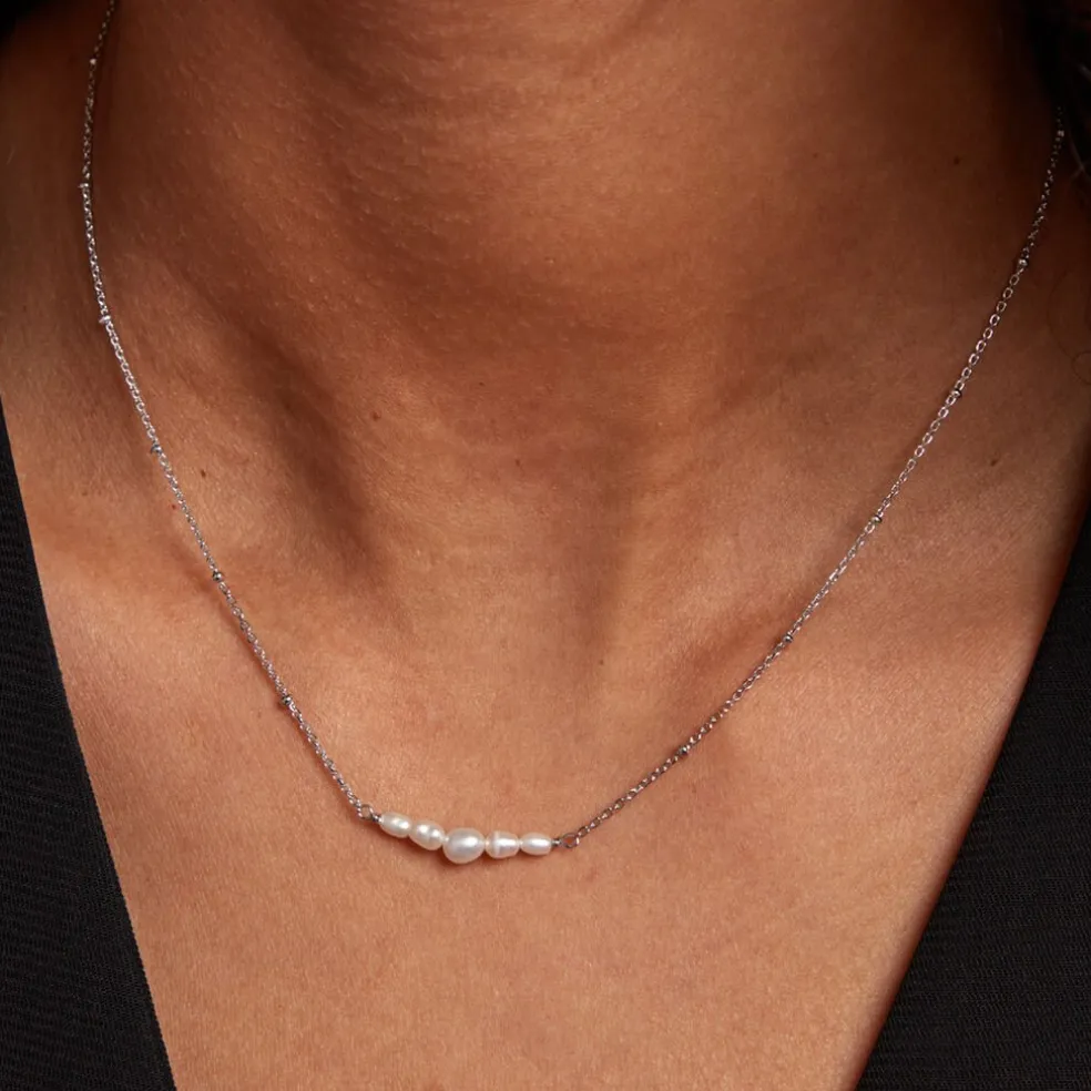 Collier Blaine Argent Blanc Perle De Culture