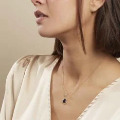 Collier Brigita Plaqué Or Pierre De Synthese Et Oxyde De Zirconium