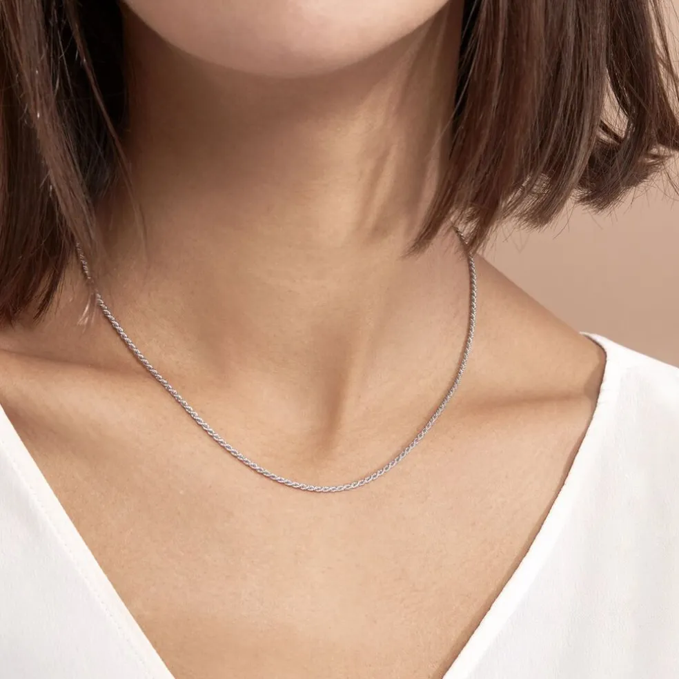 Collier Cacilda Maille Corde Argent Blanc