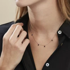 Collier Callias Argent Blanc Oxyde De Zirconium Noir