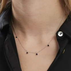 Collier Callias Argent Blanc Oxyde De Zirconium Noir
