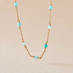 Collier Calliope Plaqué Or Doré Amazonite