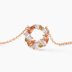 Collier Camelia Argent Rose Oxyde De Zirconium