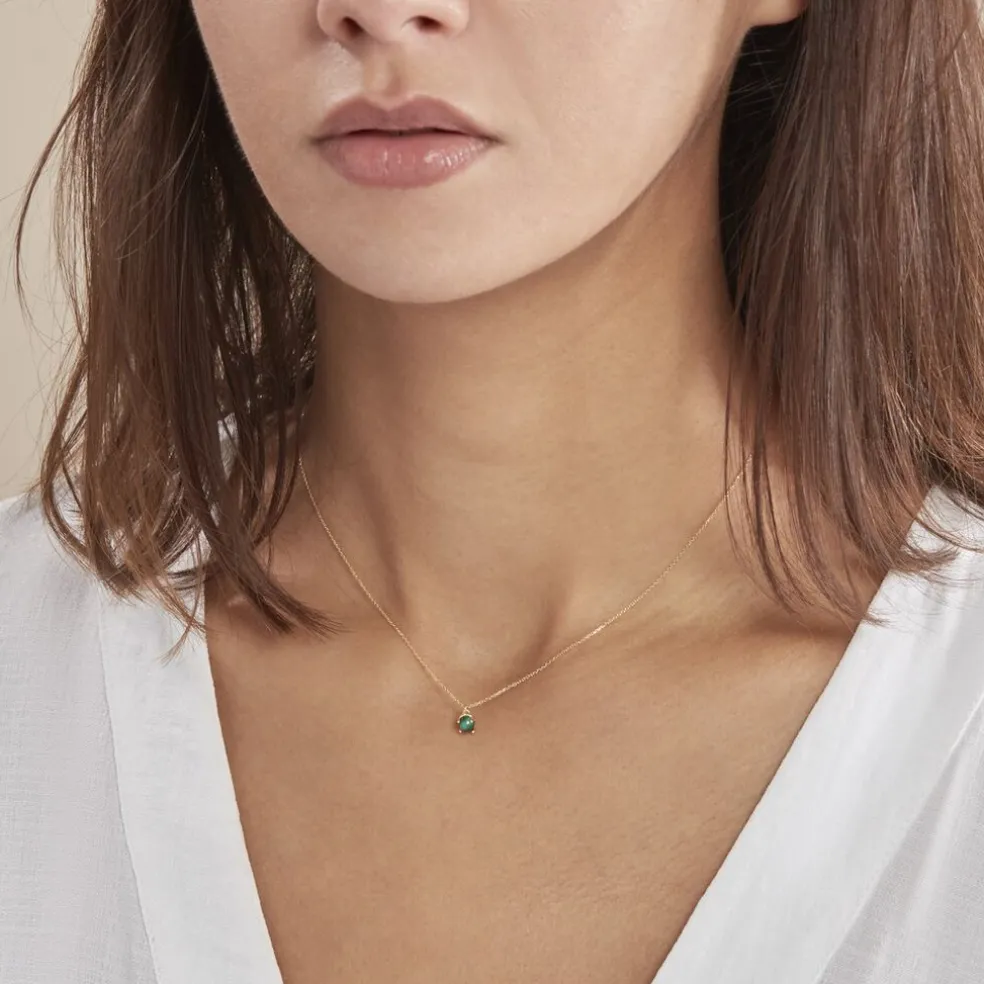 Collier Campsis Or Jaune Malachite