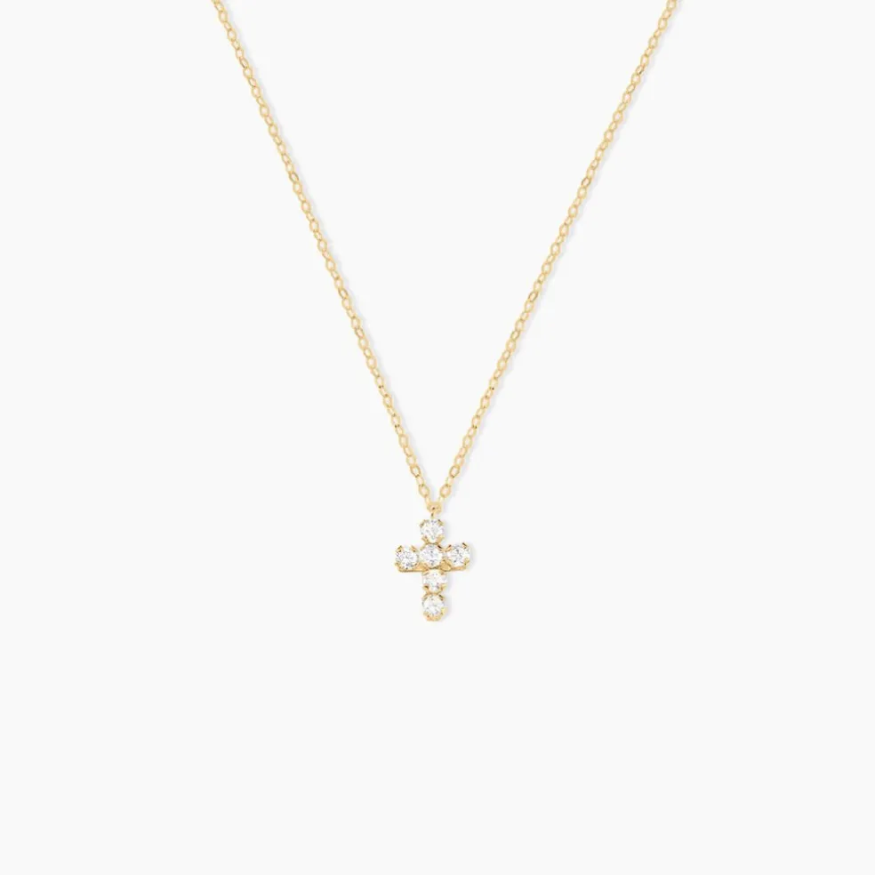 Collier Canice Croix Or Jaune Oxyde De Zirconium