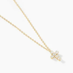 Collier Canice Croix Or Jaune Oxyde De Zirconium