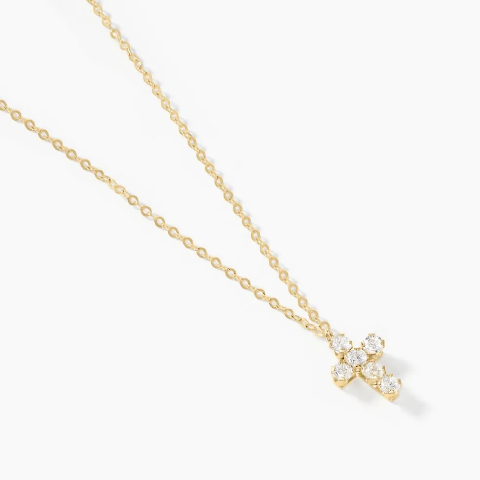 Collier Canice Croix Or Jaune Oxyde De Zirconium