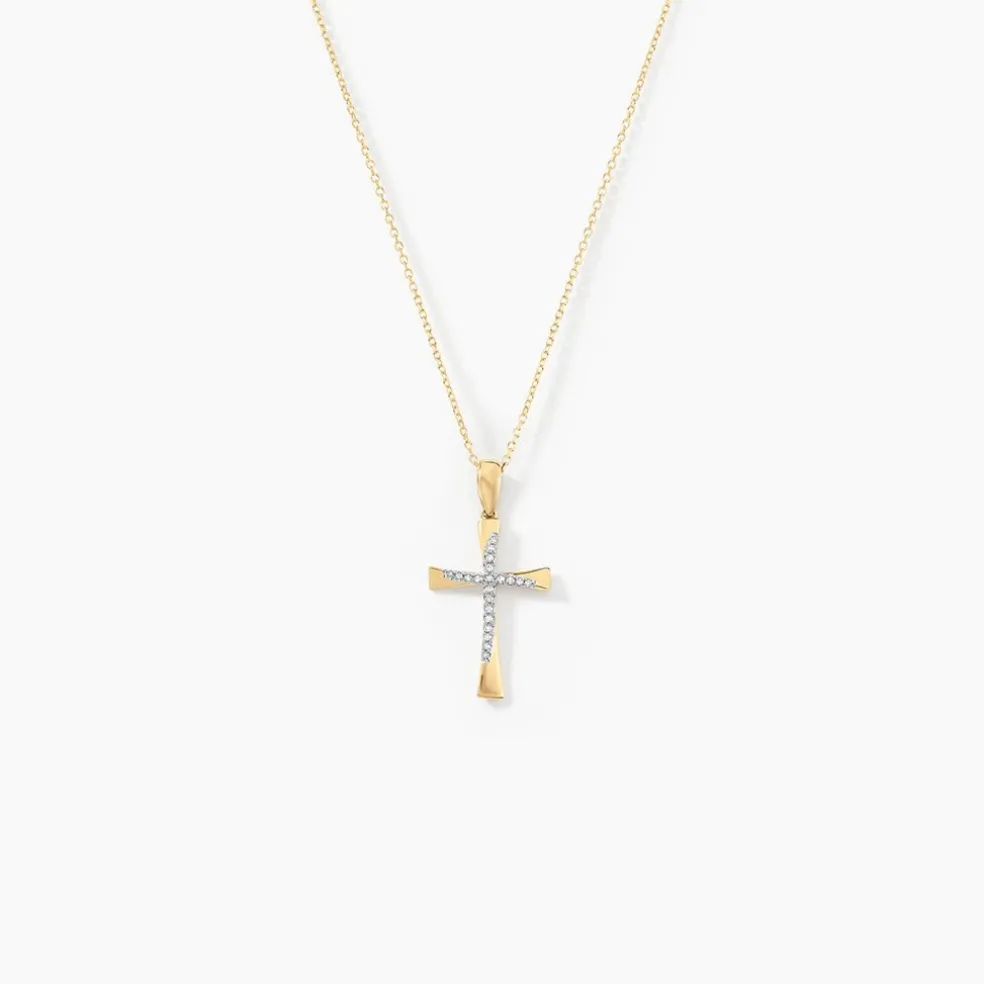 Collier Canice Croix Or Jaune Diamant