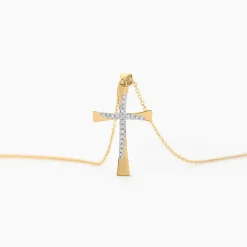 Collier Canice Croix Or Jaune Diamant