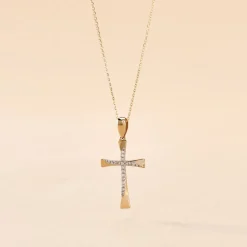 Collier Canice Croix Or Jaune Diamant