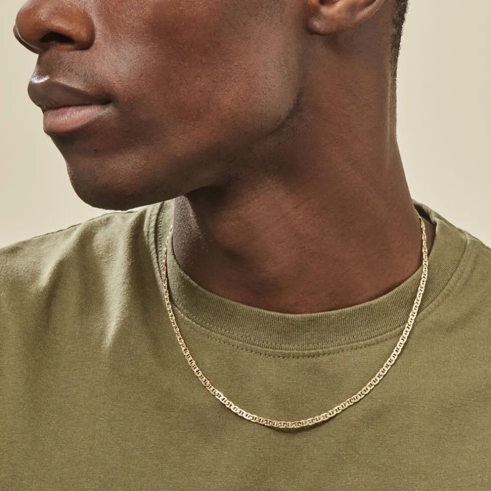 Collier Capucin Or Jaune Maille Marine Plate