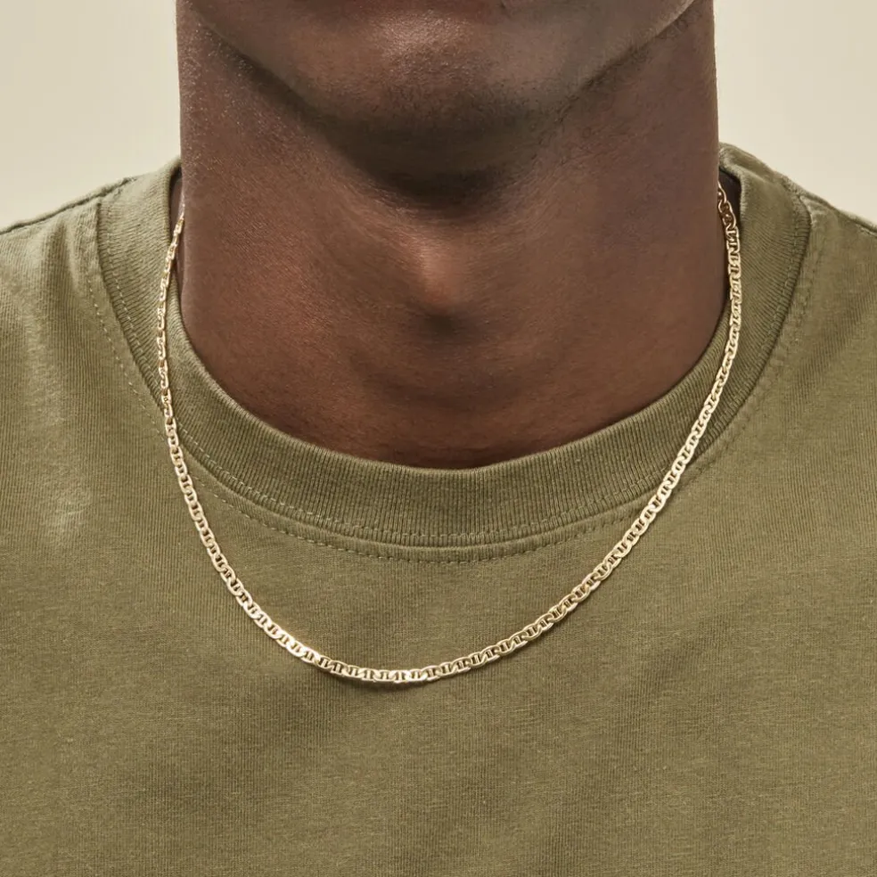 Collier Capucin Or Jaune Maille Marine Plate