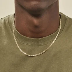 Collier Capucin Or Jaune Maille Marine Plate