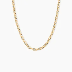 Collier Carlo Or Bicolore Maille Marine Ronde